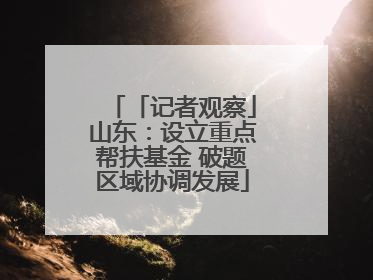 「记者观察」山东：设立重点帮扶基金 破题区域协调发展