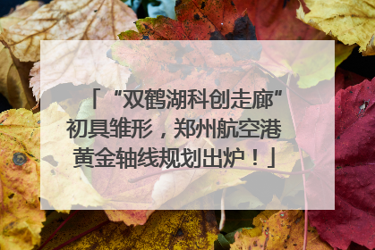 “双鹤湖科创走廊”初具雏形，郑州航空港黄金轴线规划出炉！