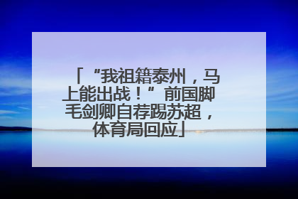 “我祖籍泰州，马上能出战！”前国脚毛剑卿自荐踢苏超，体育局回应