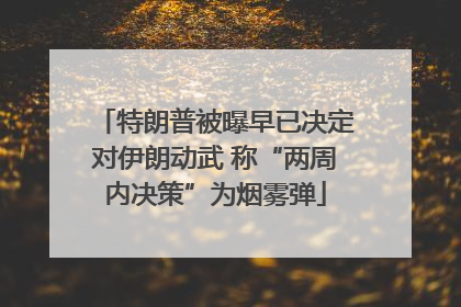 特朗普被曝早已决定对伊朗动武 称“两周内决策”为烟雾弹