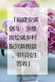 福建安溪剑斗：多维度绘就乡村振兴新图景，书写民生答卷
