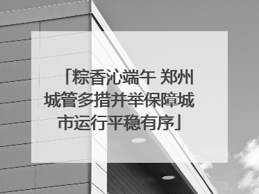 粽香沁端午 郑州城管多措并举保障城市运行平稳有序