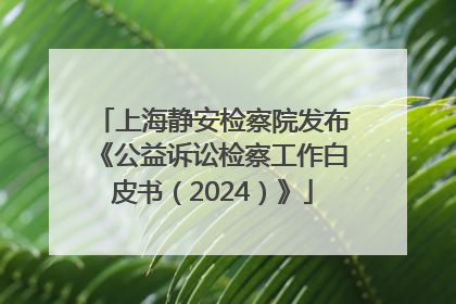 上海静安检察院发布《公益诉讼检察工作白皮书（2024）》