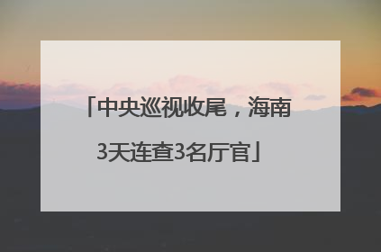 中央巡视收尾，海南3天连查3名厅官