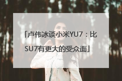 卢伟冰谈小米YU7：比SU7有更大的受众面