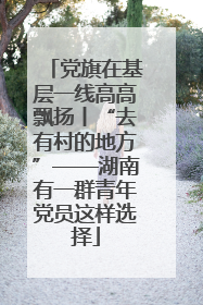 党旗在基层一线高高飘扬丨“去有村的地方”——湖南有一群青年党员这样选择