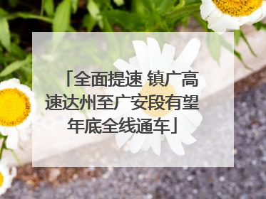 全面提速 镇广高速达州至广安段有望年底全线通车