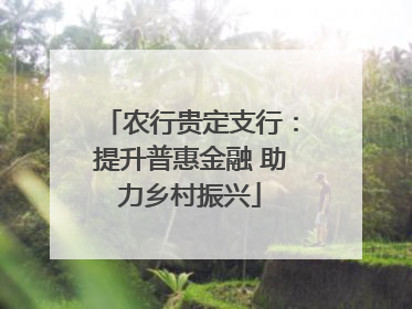 农行贵定支行：提升普惠金融 助力乡村振兴