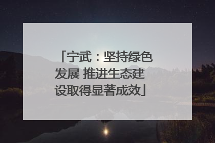 宁武：坚持绿色发展 推进生态建设取得显著成效
