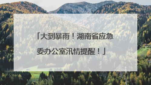 大到暴雨！湖南省应急委办公室汛情提醒！