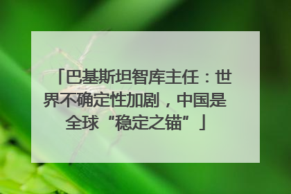 巴基斯坦智库主任：世界不确定性加剧，中国是全球“稳定之锚”