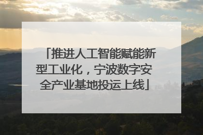推进人工智能赋能新型工业化，宁波数字安全产业基地投运上线