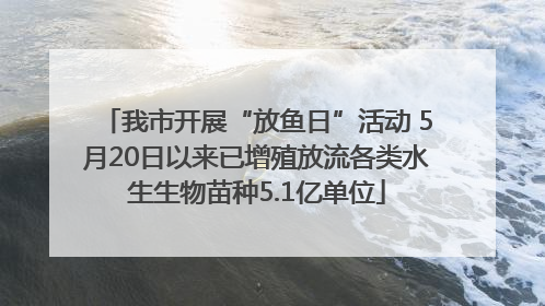 我市开展“放鱼日”活动 5月20日以来已增殖放流各类水生生物苗种5.1亿单位