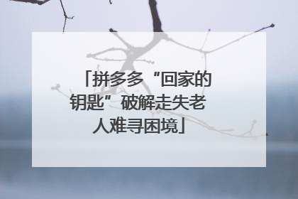 拼多多“回家的钥匙”破解走失老人难寻困境