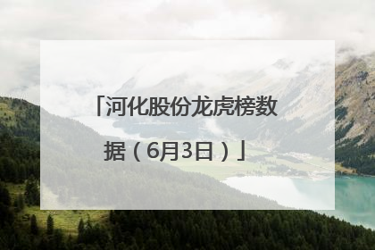 河化股份龙虎榜数据（6月3日）