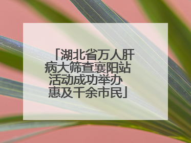 湖北省万人肝病大筛查襄阳站活动成功举办 惠及千余市民