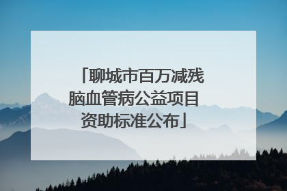 聊城市百万减残脑血管病公益项目资助标准公布