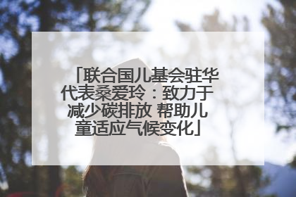 联合国儿基会驻华代表桑爱玲：致力于减少碳排放 帮助儿童适应气候变化