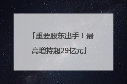重要股东出手！最高增持超29亿元