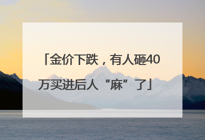 金价下跌，有人砸40万买进后人“麻”了