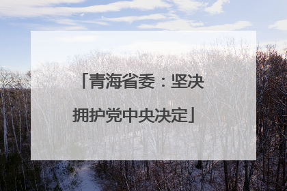 青海省委：坚决拥护党中央决定