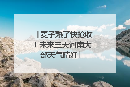 麦子熟了快抢收！未来三天河南大部天气晴好